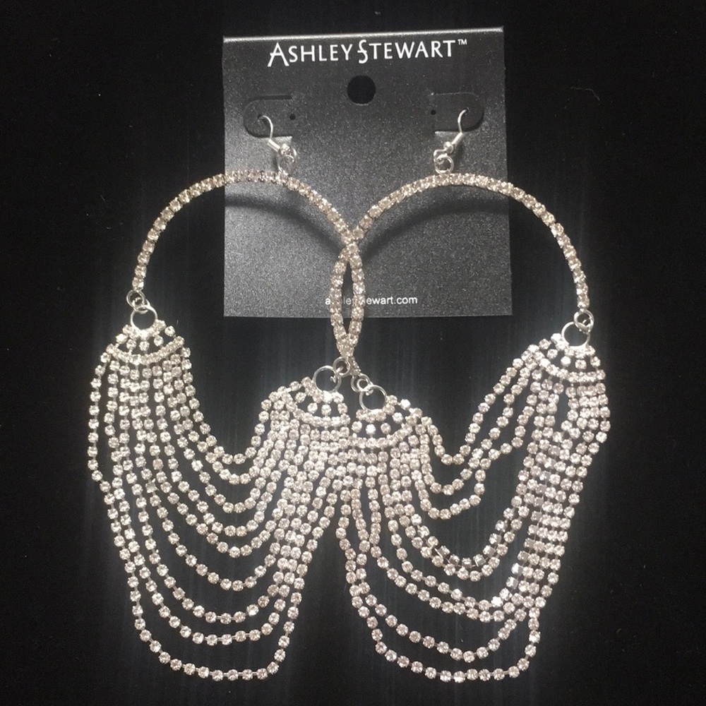 Bling Drape Rhinestone New Year’s Eve Earrings!!! - Picture 1 of 5